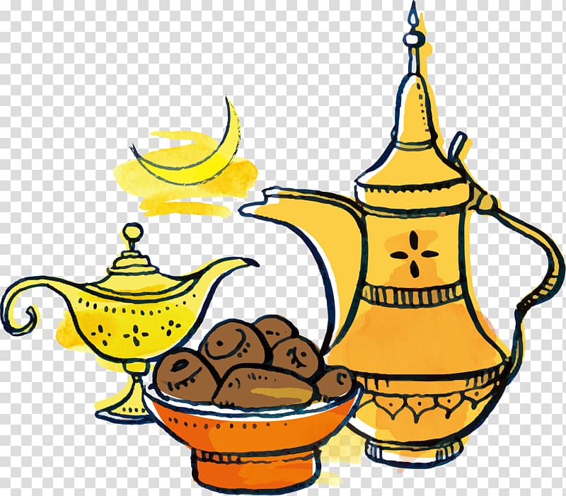 dallah and genie lamp illustration, Fasting in Islam Ramadan , Islam fasting month transparent background PNG clipart