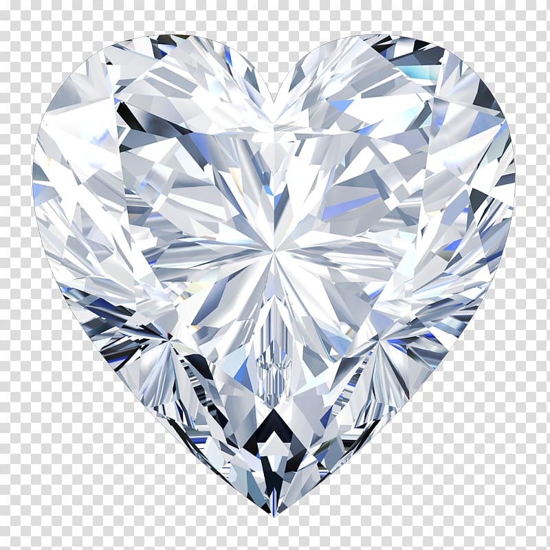 hear silver-colored crystal illustration, Diamond cut Heart Engagement ring Moissanite, diamond shape transparent background PNG clipart