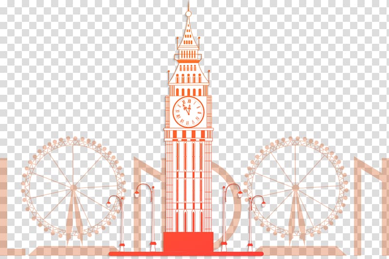 Big Ben illustration, Big Ben London Eye London Bridge The Shard Tower of London, Clock Tower transparent background PNG clipart