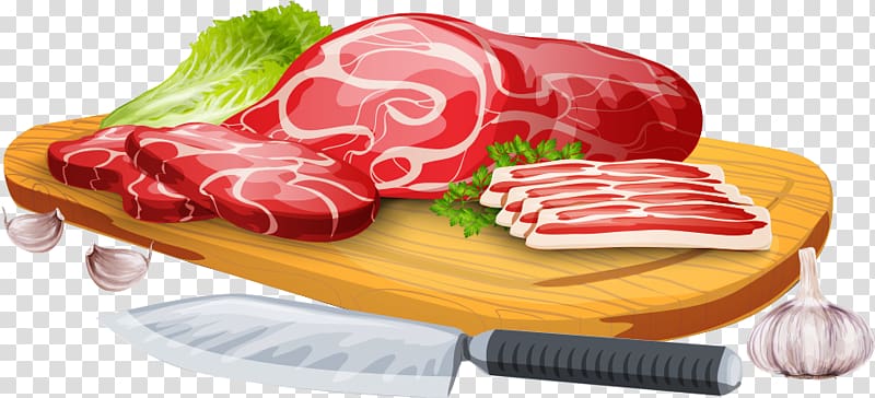Ham Bacon Meat Beef, meat on board transparent background PNG clipart