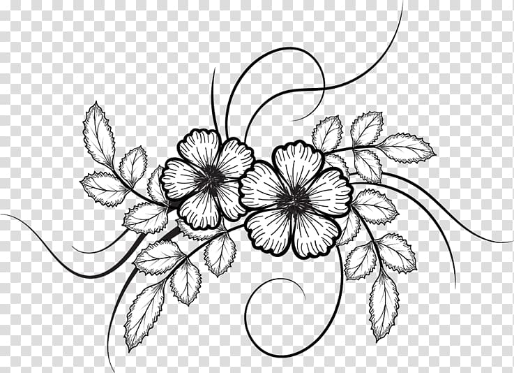 black and white flower sketch background