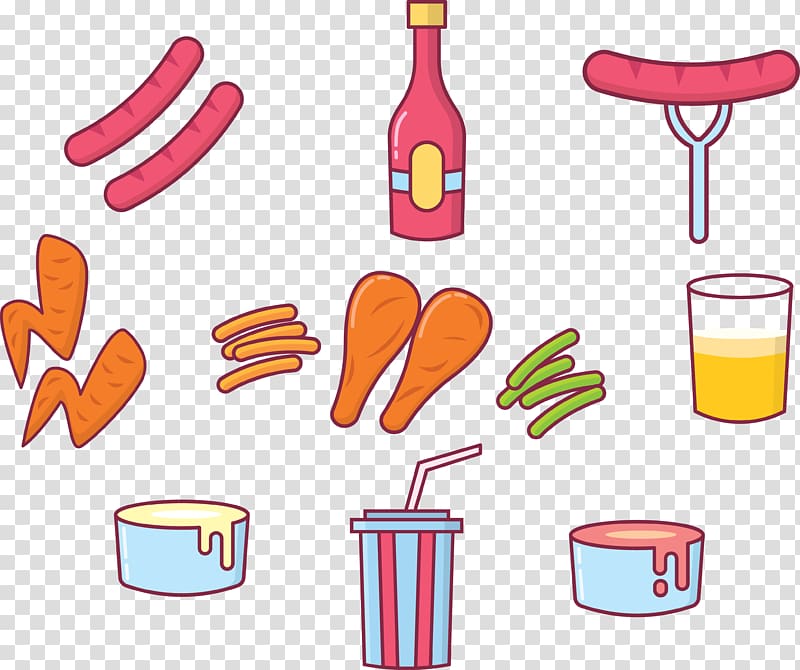 Fast food Chinese sausage Hamburger Fried chicken, Sausage sauce hot salad sauce carrot transparent background PNG clipart