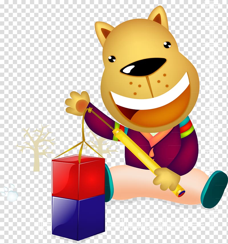 Dog Lantern Cartoon Chinese New Year, Cute dog transparent background PNG clipart