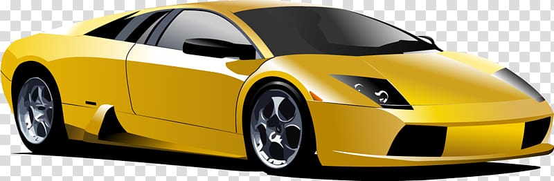 Sports car Luxury vehicle , realistic yellow sports car transparent background PNG clipart