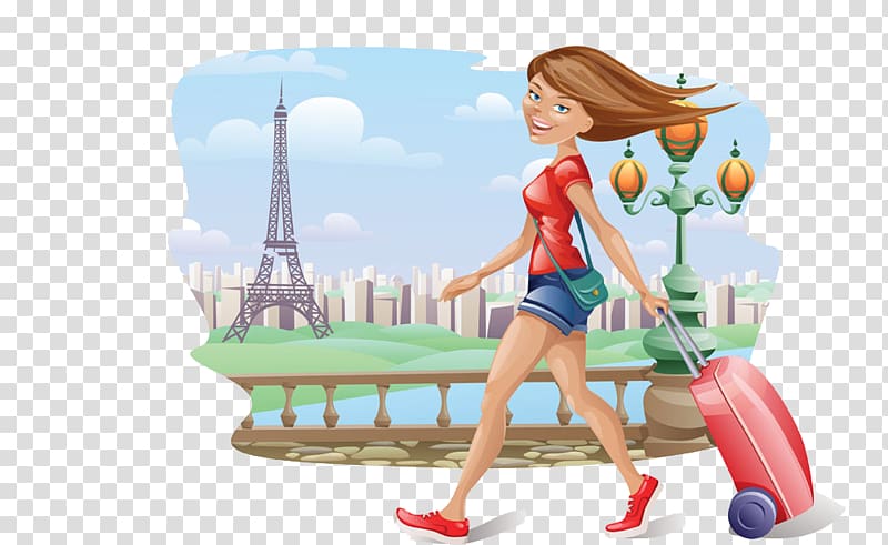 Gift card Travel Voucher Template, Cartoon Girl Travel transparent background PNG clipart