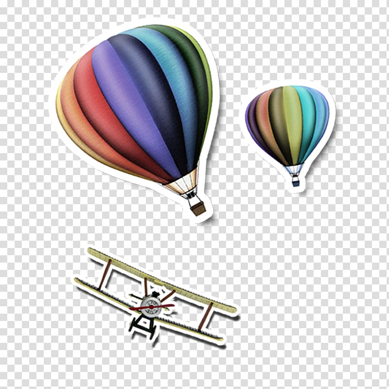 Airplane Haval Balloon Computer file, Free hot air balloon stickers UAV pull material transparent background PNG clipart