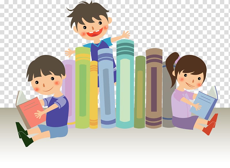 three kids reading books and standing in front of pile of books illustration, International Literacy Day Reading National Center for Family Literacy, Reading child transparent background PNG clipart