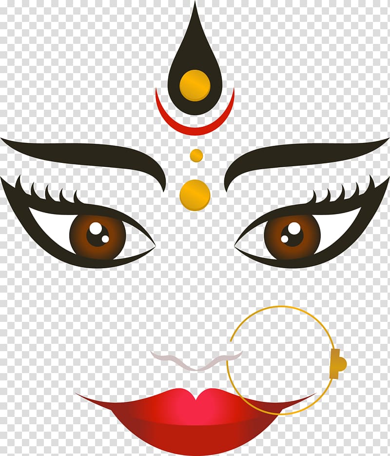 face illustration, Navaratri Durga Puja Happiness, India face transparent background PNG clipart