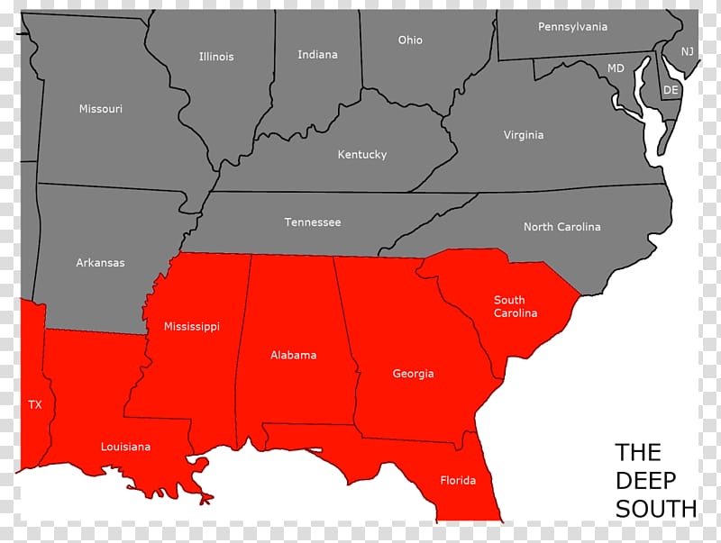 Deep South Southern United States Map South Central United States Region, map transparent background PNG clipart