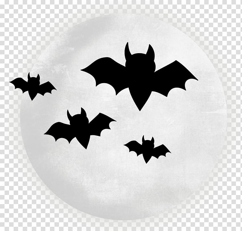 Halloween , Large Moon with Bats Halloween , four bat silhouette and moon illustration transparent background PNG clipart