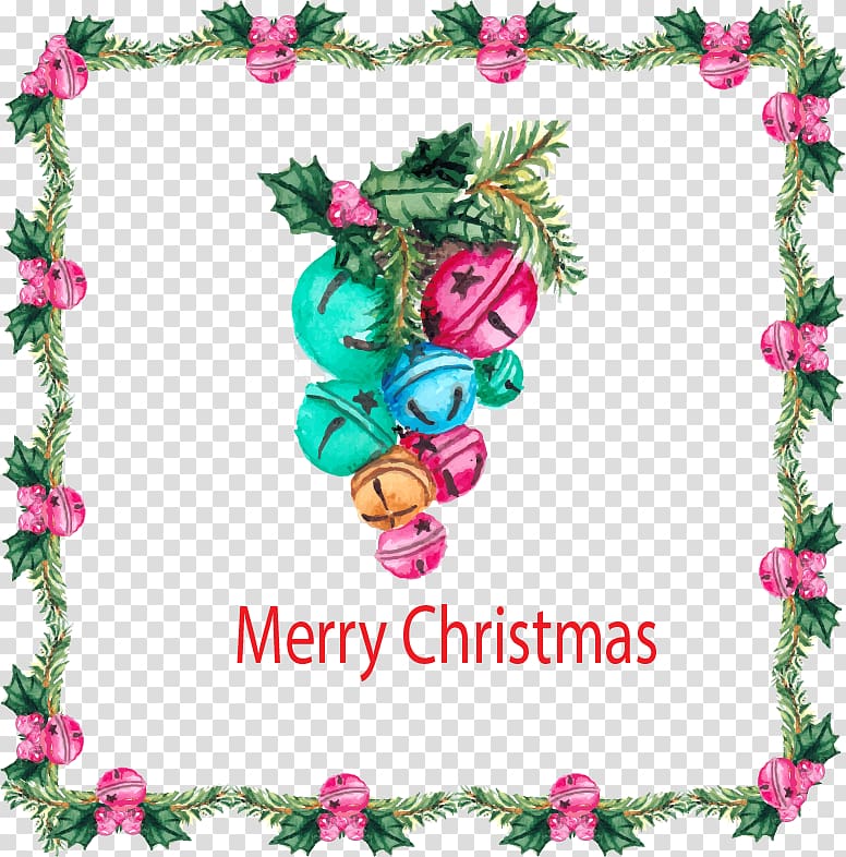 Santa Claus Jingle bell Christmas, Cute Pink bell border transparent background PNG clipart