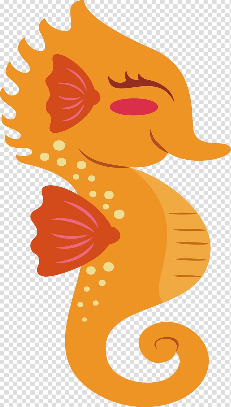 Dwarf seahorse Orange , Orange hippocampus transparent background PNG clipart