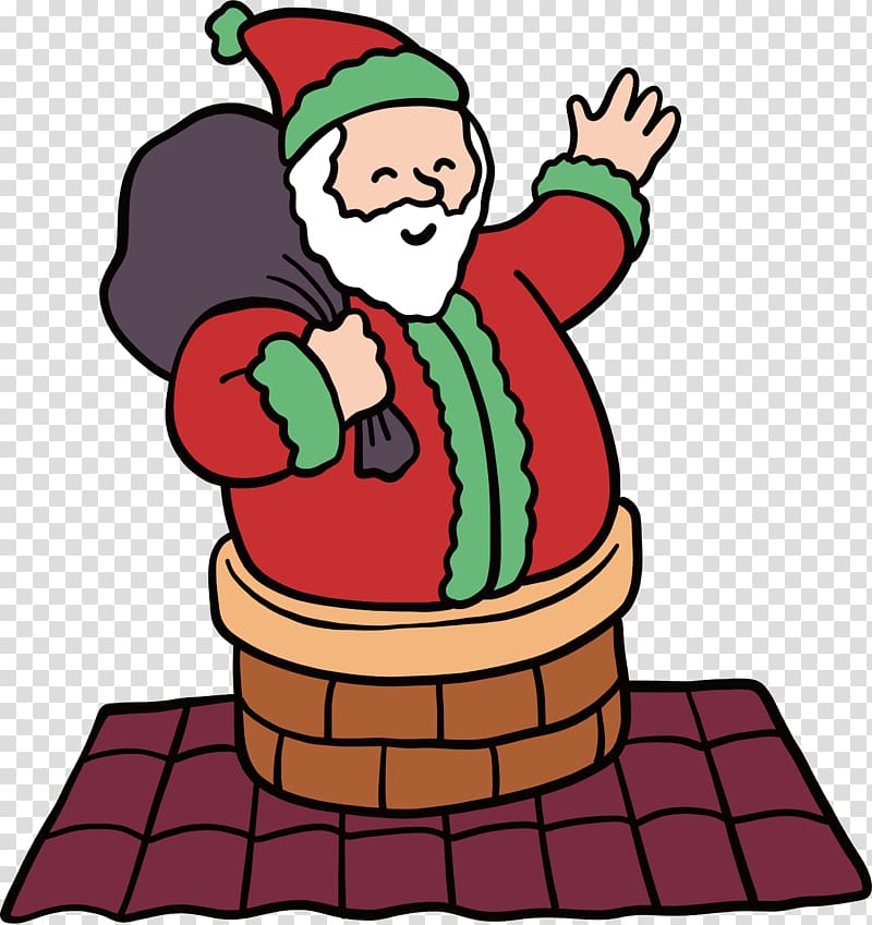 Santa Claus Free!!! Christmas , Santa Claus in the chimney transparent background PNG clipart