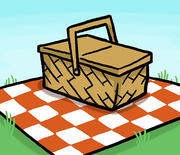 picnic blanket and basket clip art