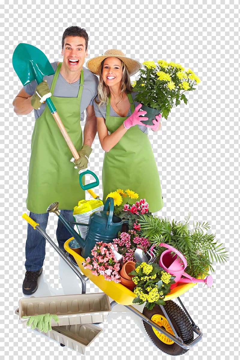 Gardening Computer file, Creative gardening male and female couple transparent background PNG clipart