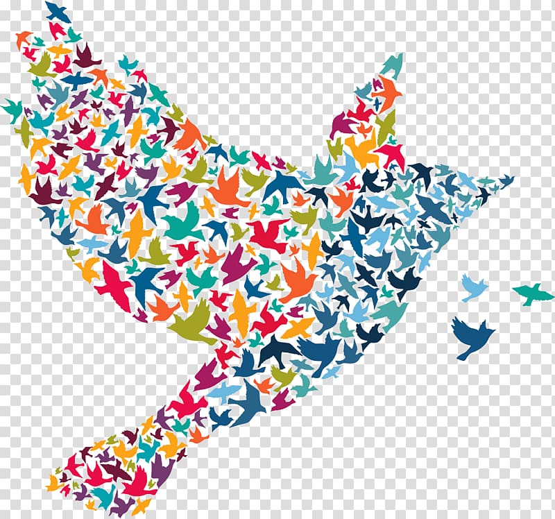 Bird Illustration, Abstract color pigeons transparent background PNG clipart