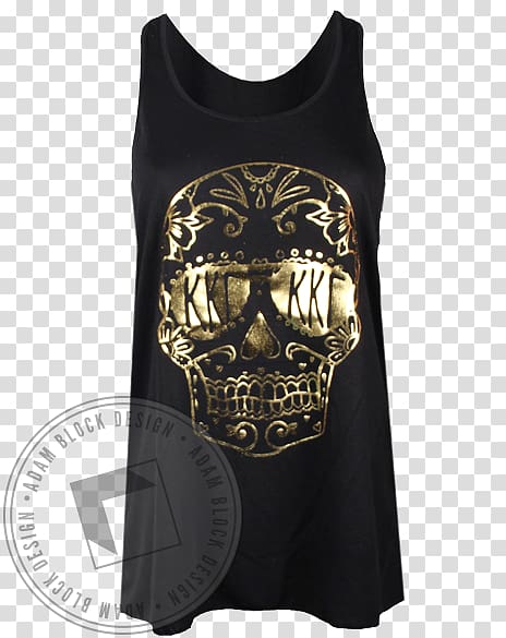 Gilets T-shirt Sleeveless shirt Skull, Gold skull transparent background PNG clipart