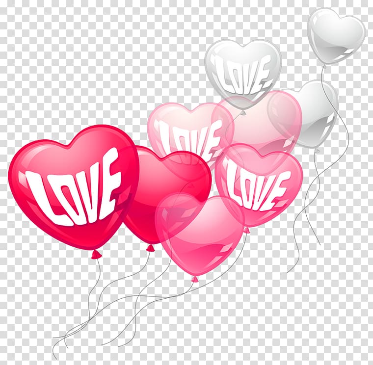 Valentine's Day Heart , Valentines Day Pink and White Love Heart Baloons , pink and white heart ballons illustration transparent background PNG clipart