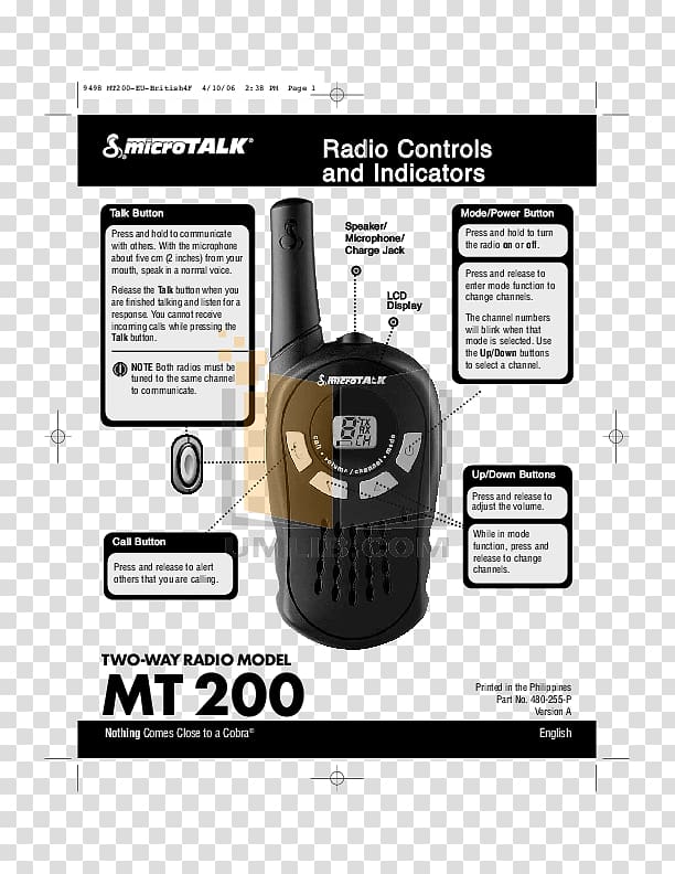Two-way radio Walkie-talkie Product Manuals PMR446, LETTER D transparent background PNG clipart
