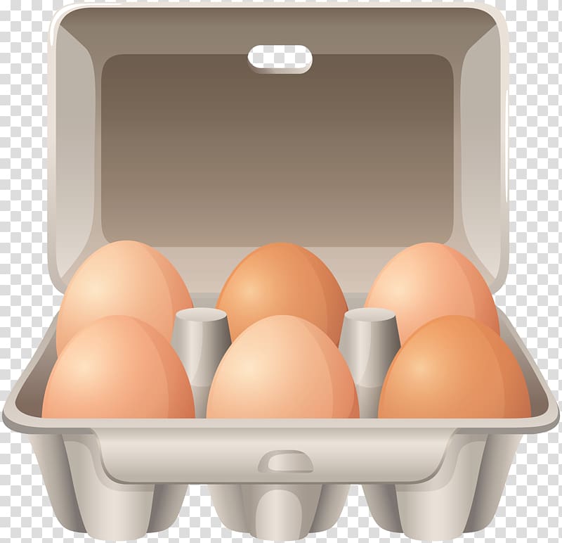six organic eggs in tray , Fried chicken Egg carton , Eggs in B ox transparent background PNG clipart