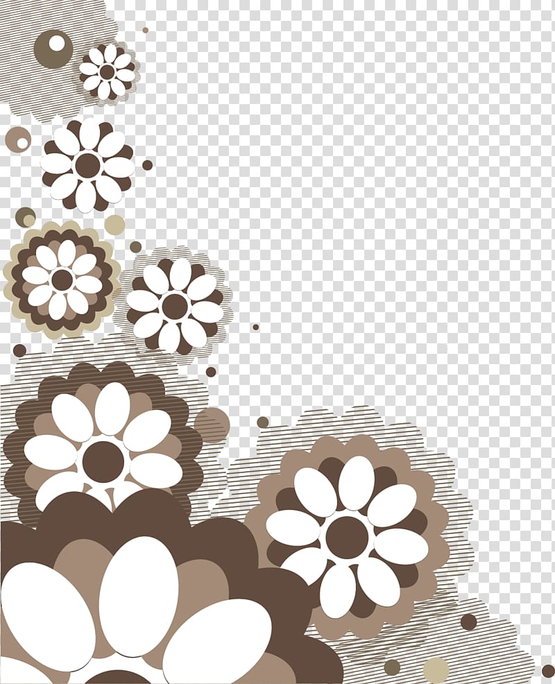 white and gray flowers border, Illustration, Korean vintage decorative patterns material transparent background PNG clipart