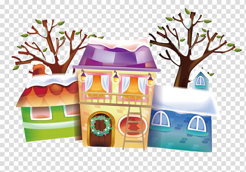 Snow Winter, With snow house transparent background PNG clipart