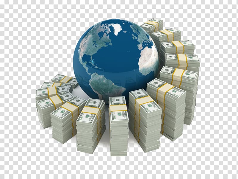 Emerging markets Exchange-traded fund market, Earth and dollar stack transparent background PNG clipart