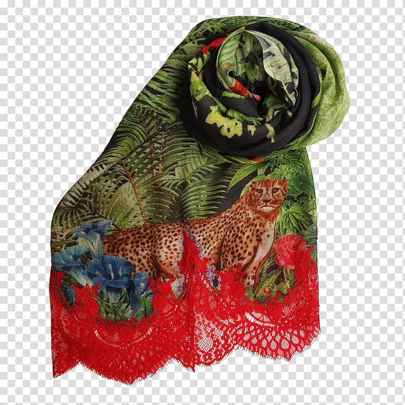 Headscarf Silk Shawl Brocade, fern transparent background PNG clipart