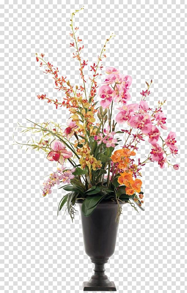 phalaenopsis flower vase decorated soft furnishings installed transparent background PNG clipart