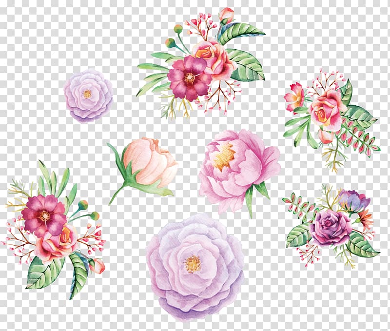 Watercolor painting Flower Floral design, Watercolor hand painted flower decoration, carnation flowers animated illustration transparent background PNG clipart