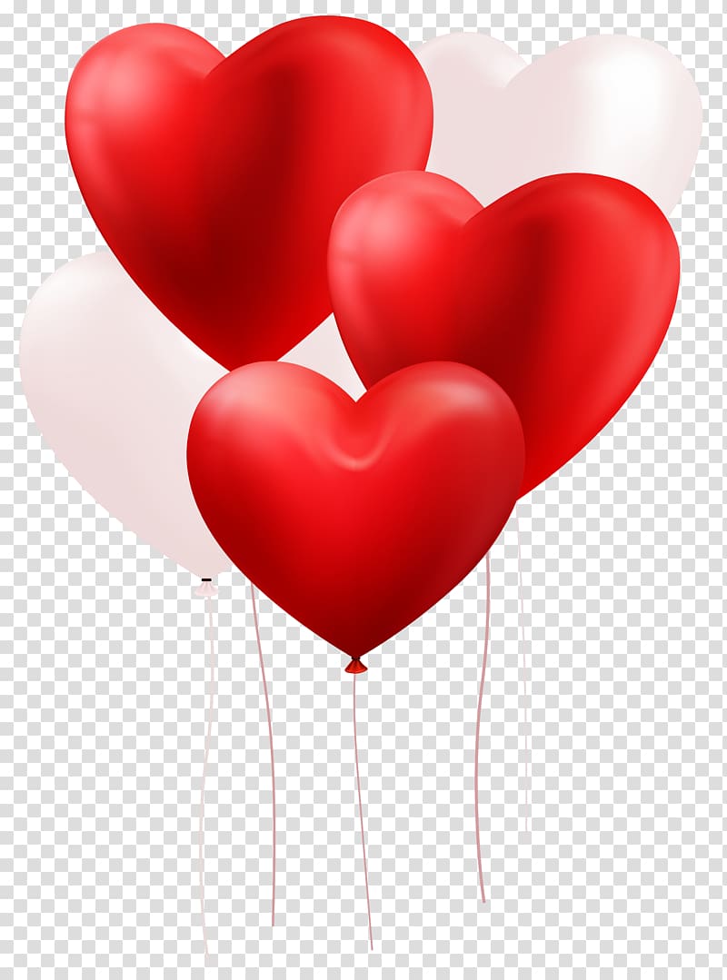 red and white heart balloons, file formats Lossless compression, Heart Balloons transparent background PNG clipart