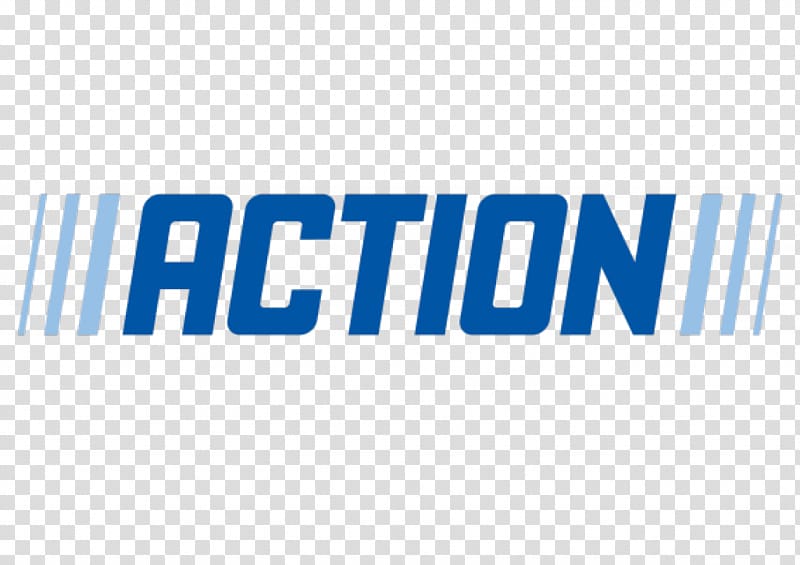 blue action text on blue background, Action Logo transparent background PNG clipart