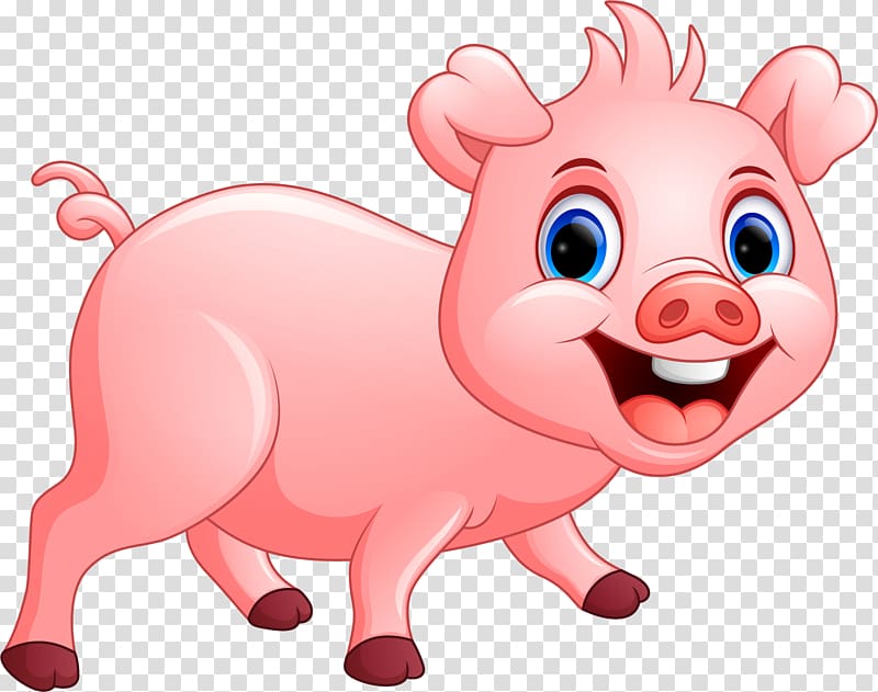Domestic pig Pikachu Cartoon Illustration, Pink cute piglets transparent background PNG clipart