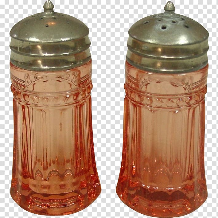 Depression glass Salt & Pepper Shakers Pressed glass Carnival glass, shabby chic dishes set transparent background PNG clipart