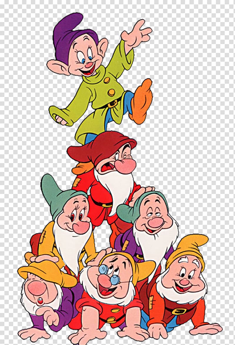 Snow White's 7 dwarfs illustration, Seven Dwarfs Snow White Mickey Mouse Winnie the Pooh Minnie Mouse, snow white and the seven dwarfs transparent background PNG clipart