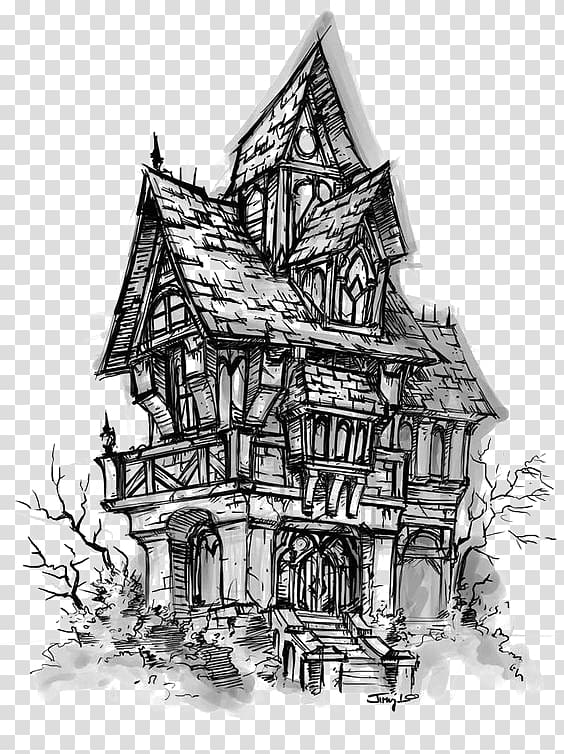 Drawing House Haunted attraction Sketch, Retro house transparent background PNG clipart
