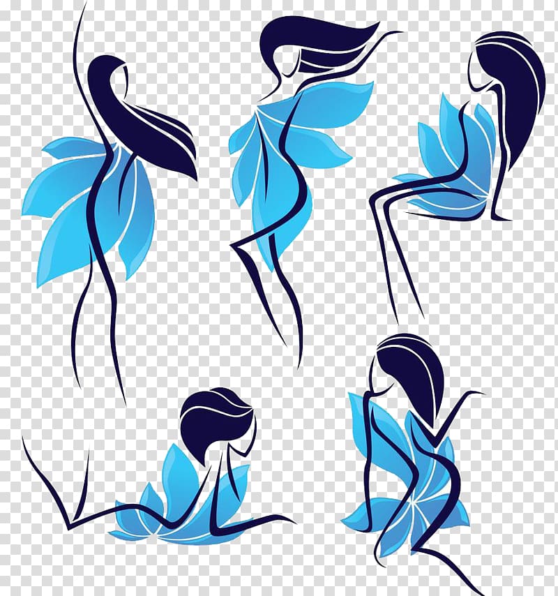Woman Euclidean Silhouette Illustration, Creative cartoon hand-drawn line dancers transparent background PNG clipart