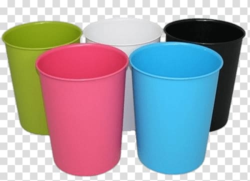 five assorted-color plastic buckets, Bin Plastic Colour Set transparent background PNG clipart