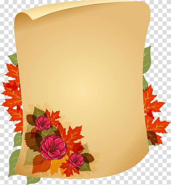 Paper Parchment Scroll Floral design , certificado de cualificación transparent background PNG clipart