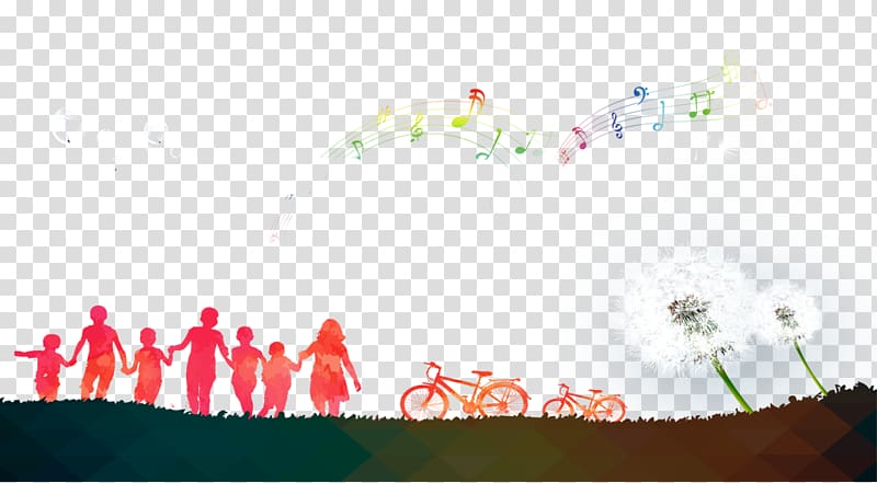 Poster Paper Silhouette, Children chase the dream of music transparent background PNG clipart