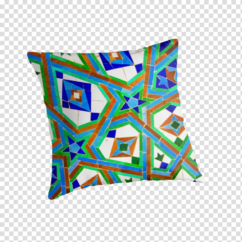 Hassan II Mosque Throw Pillows Line Turquoise, moroccan tiles transparent background PNG clipart