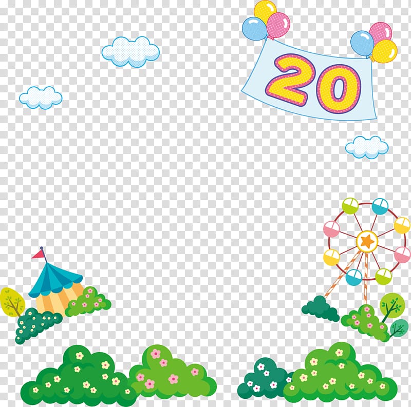 Ferris wheel illustration, Cartoon Amusement park Illustration, Digital sky transparent background PNG clipart
