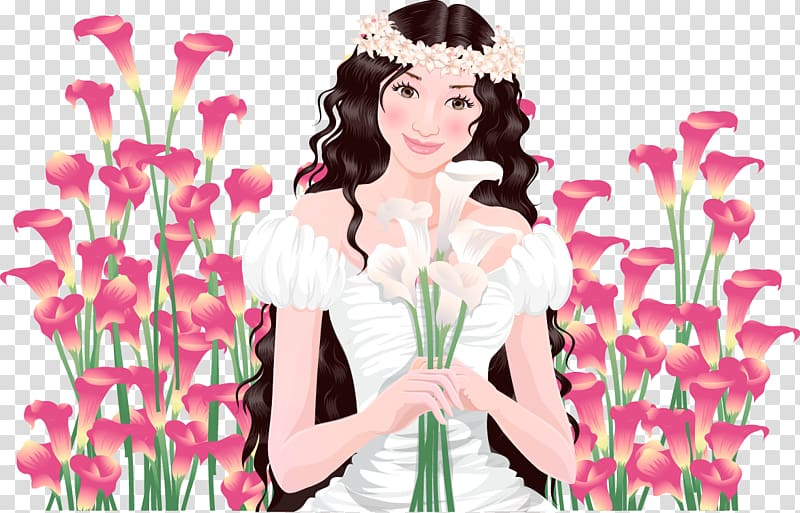 Flower Bride Adobe Illustrator, Hand holding flowers beautiful bride transparent background PNG clipart