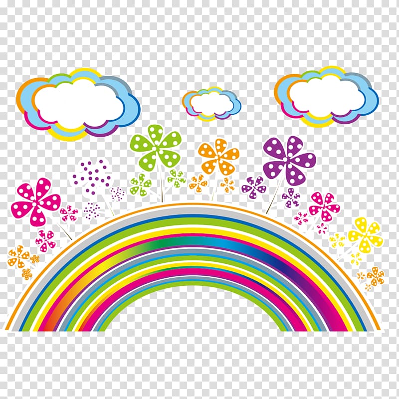 Rainbow Drawing, Flowers on rainbow transparent background PNG clipart