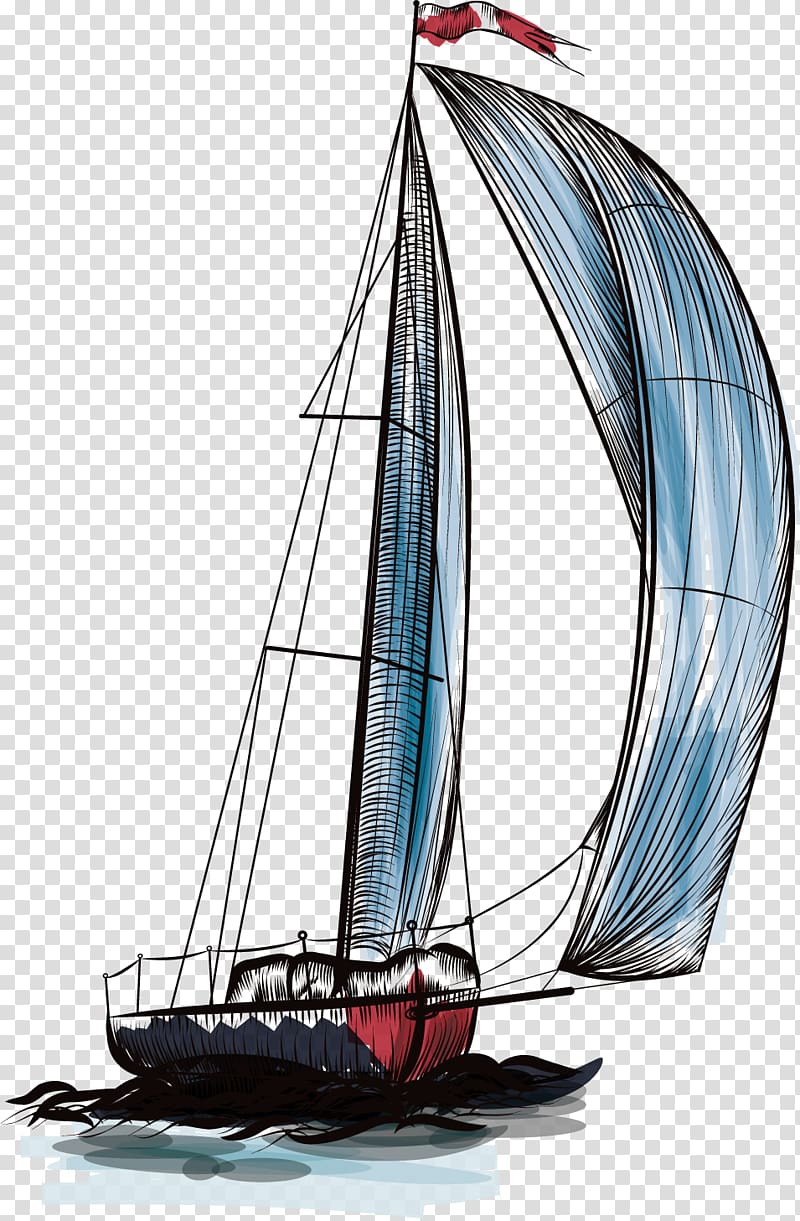 gray and black sailboat illustration, Sailing T-shirt, blue sailboat transparent background PNG clipart