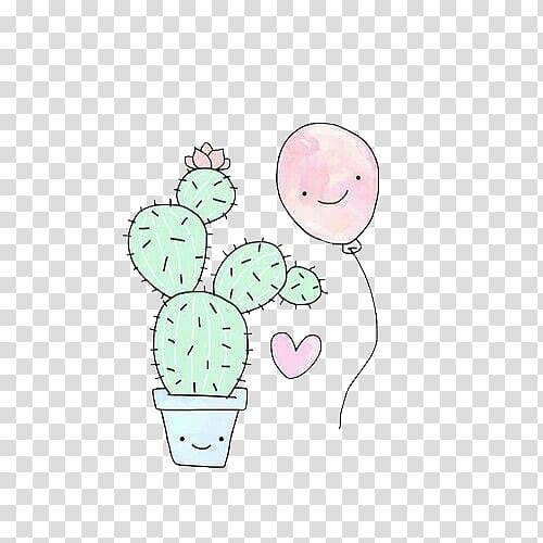 green cactus with pot beside pink balloon illustration, Watercolor painting Cactaceae Illustration, Cute balloon cactus transparent background PNG clipart