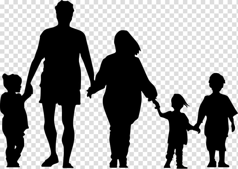 Family Silhouette Holding hands , silhouettes transparent background PNG clipart