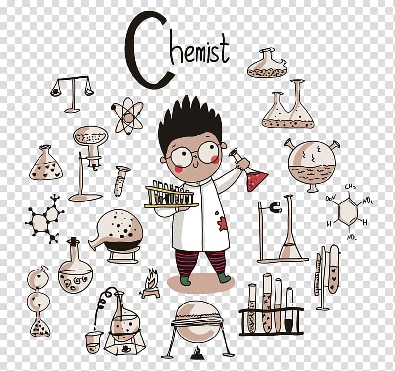 profile of chemist illustration, Chemistry Science Scientist Illustration, Little Scientist transparent background PNG clipart