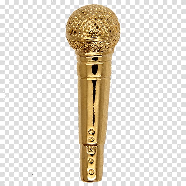 Gold Silver Microphone Pin Brass, gold transparent background PNG clipart