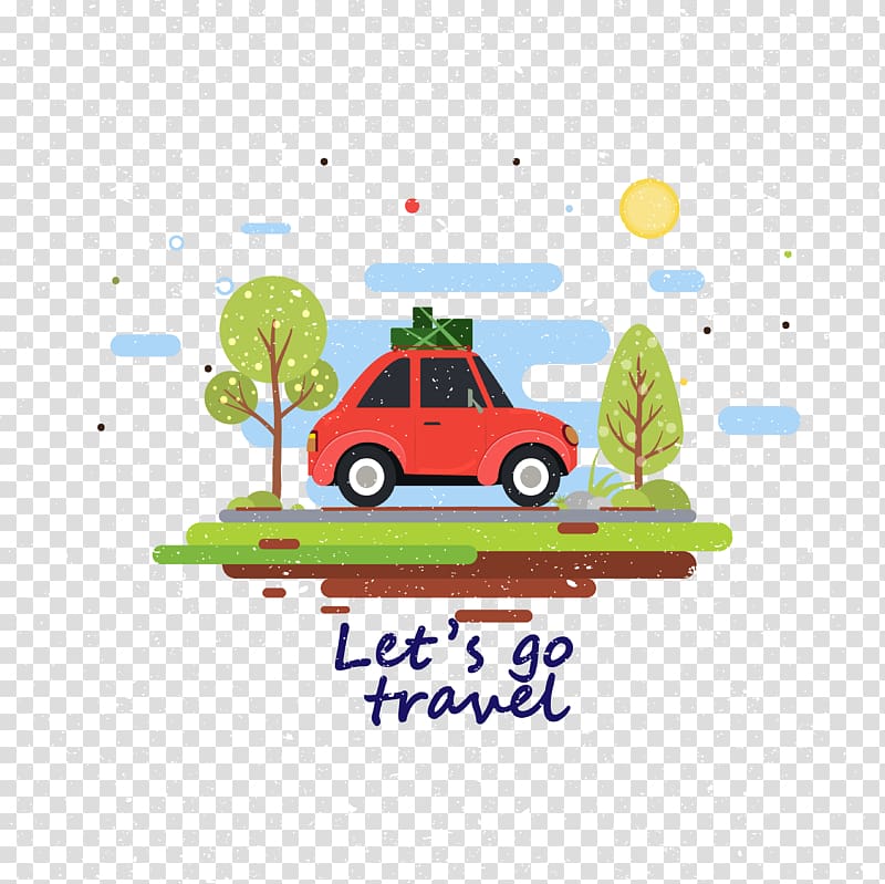 Cartoon Illustration, Red car transparent background PNG clipart